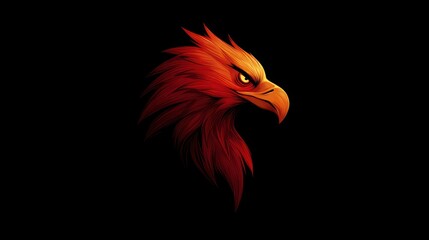 Obraz premium Illustration of a phoenix head in fiery colors on dark background