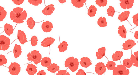 Red poppy floral design on white