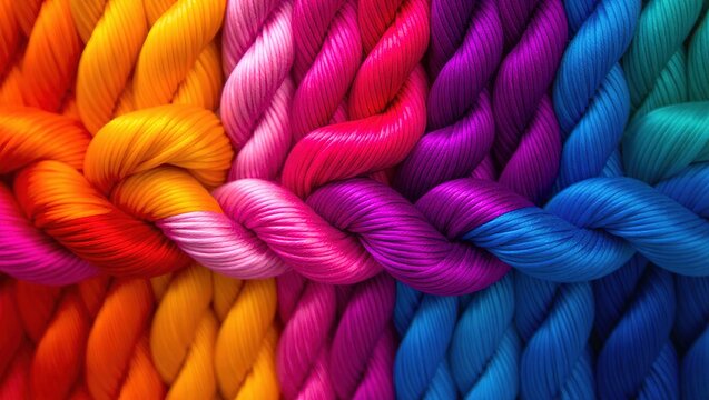 Intertwined Rainbow: A Vibrant Tapestry of Knotted Ropes in Grad