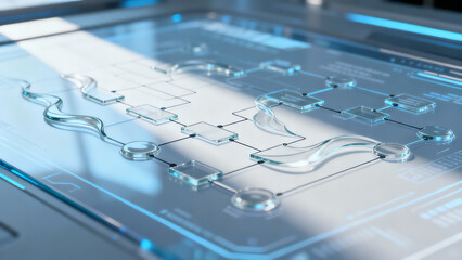 High-Tech Flowchart Assembling on a Futuristic HUD