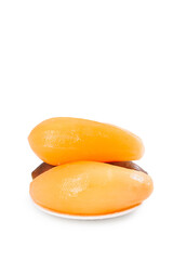 Fresh Papaya Fruit Halves with Seeds on White Background - Tropical Yunnan Highland Produce