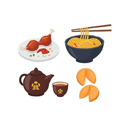Modern Flat Vector Illustration of Chinese Food Icons