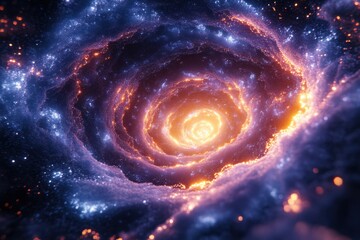 Fototapeta premium Bright orange center of a spiral galaxy.