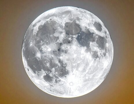 Full moon, detailed craters, pale gray light - Powered by Adobe