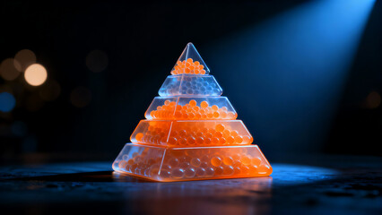 Pixel Art 3D Population Pyramid Cascading in a Neural Network