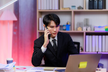 Professional man on a call finalizing a business agreement.