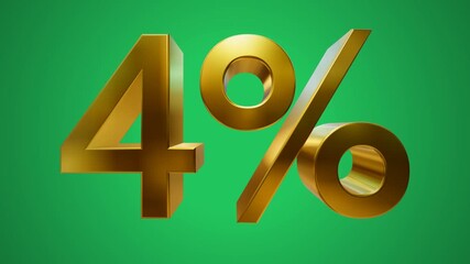 Animated 3d text 5228x2948 4 icon with Zoom In effect on a green background. Seamlessly looping 15s video.