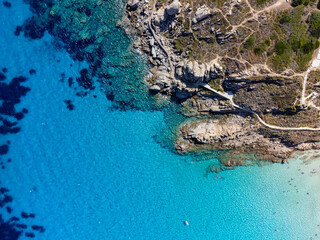 Aerial view of Santa Teresa di Gallura and Rena Bianca beach