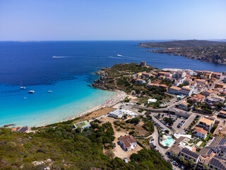 Aerial view of Santa Teresa di Gallura and Rena Bianca beach