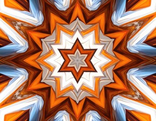 Ornate, starburst pattern with vibrant colors and symmetrical design