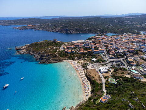 Aerial view of Santa Teresa di Gallura and Rena Bianca beach
