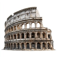 Fototapeta premium Spectacular view of Roman amphitheater, historical landmark, showing architectural details and grandeur