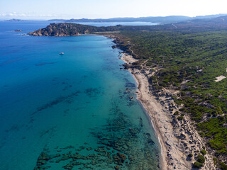 Aerial view of Monti Russu and Lu Littaroni beaches