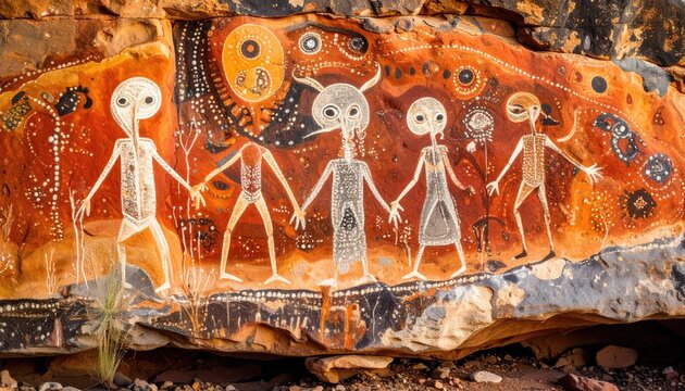 Ancient rock art depicts a family of figures