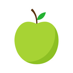 Fresh Green Apple with Vibrant Stem and Leaf Healthy Food Icon