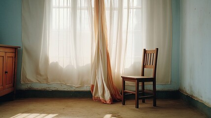 Serene Vintage Room with Wooden Chair