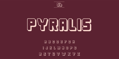Retro pyralis font with subtle shadow effect on a deep red background