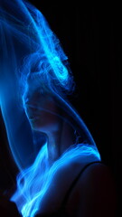 Obraz premium drawing with light on a woman's face, light lines and traces