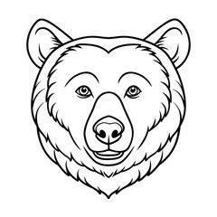 Bear Head Line Art | Black and White Bear Face Outline Drawing