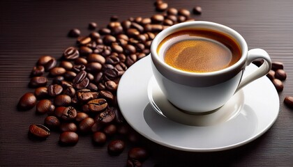 Cup Of Coffee And Beans