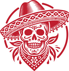 Skull with Mexican Style Sombrero