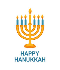 Hanukkah holiday postcard banner with menorah