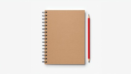 Spiral notebook with pencil isolated on white background