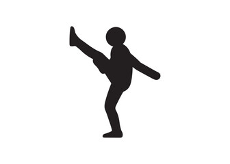 Stick figure kicking isolated on white background