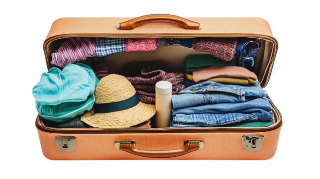 travel suitcase with travel accessories