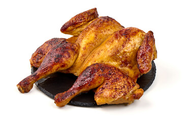 Roasted Chicken, Whole Bird, isolated on white background