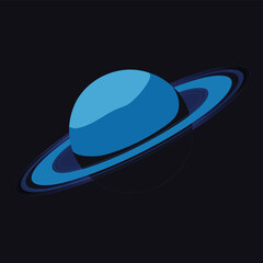 Fototapeta premium Stylized blue planet with rings in deep space