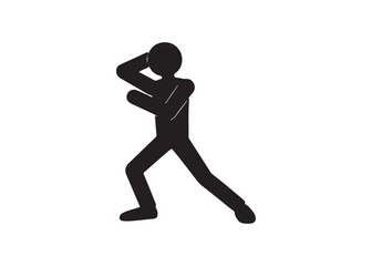 Stick figure kicking isolated on white background