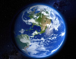 Fototapeta premium Earth from space, detailed view of continents, clouds, and oceans (1)