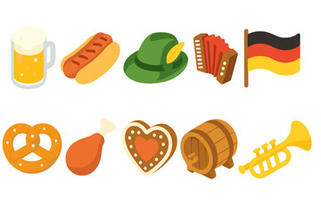 Oktoberfest, german festival 3d icon set. beer, bavarian culture, traditional icons