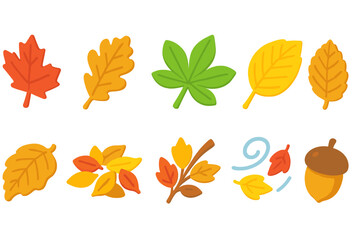 Obraz premium Autumn leaves 3d icon set. fall foliage, seasonal nature icons 3d collection