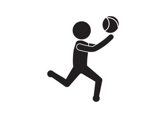 Stick figure playing volleyball isolated on white background, sport and activity