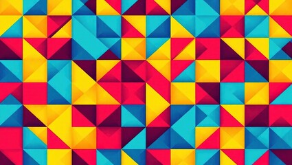 Vibrant Geometric Pattern of Colorful Triangles with Shadow Effe