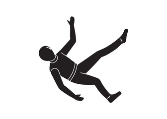 Falling stick figure isolated on white background