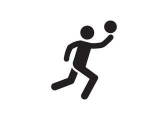 Stick figure playing volleyball isolated on white background, sport and activity