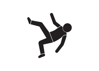 Falling stick figure isolated on white background