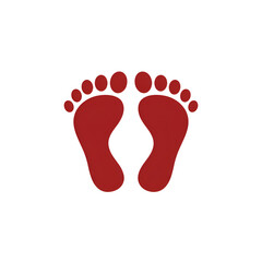 flat minimal calligraphy inspired vector illustration of divine red footprints isolated on white