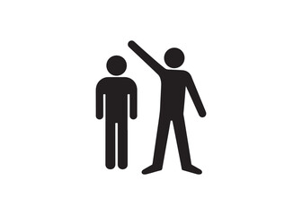 Man pointing at another man isolated on white background illustration
