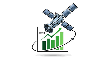 Satellite data insights fueling profit growth showing bar graph and upward trend