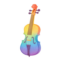Fototapeta premium PNG Colorful watercolor violin illustration.