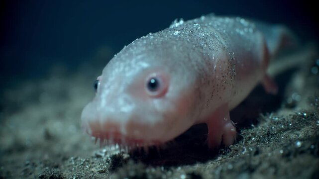 : Ultra Realistic Video Animation of Deep Sea Pig Crawling on Ocean Floor