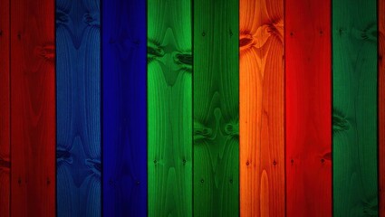 Vibrant Vertical Wooden Planks in Rainbow Colors, Detailed Grain