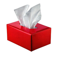  Firefly A red tissue box with white tissue paper isolated on transparent white background, clipping (2)