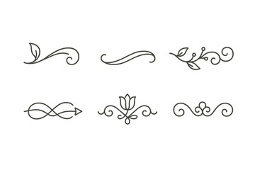 Stylish collection of elegant decorative flourishes and dividers with organic leaf and floral elements for design projects