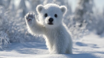 Cute polar bear, baby bear, arctic animal, fluffy cub, adorable bear, snow bear, playful cub, white bear, polar cub, winter animal, baby wildlife, furry bear