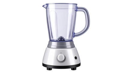 A realistic PNG of a kitchen blender with clear glass jar and sturdy base. Ideal for cooking graphics, recipe designs, kitchen product ads, and food preparation themes.